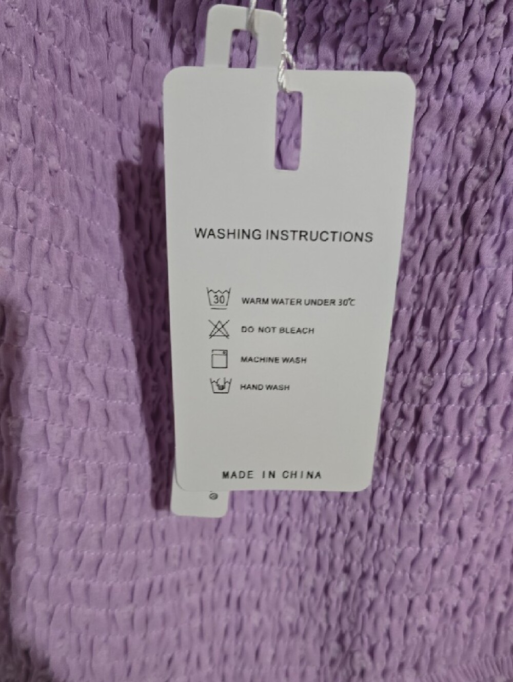Smocked Lavender Midi Dress with Puff Sleeves - Picture 3 of 4